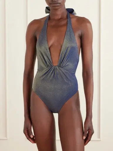 Zimmermann Aster Twisted Metallic Halterneck Swimsuit | Thumbnail 2 Zimmermann Aster Twisted Metallic Halterneck Swimsuit | Thumbnail 2
