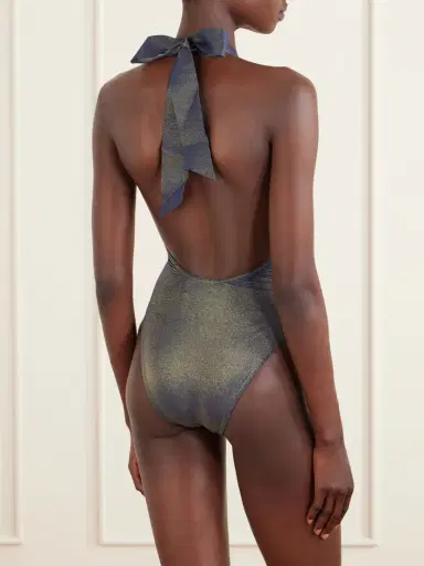 Zimmermann Aster Twisted Metallic Halterneck Swimsuit | Thumbnail 3 Zimmermann Aster Twisted Metallic Halterneck Swimsuit | Thumbnail 3