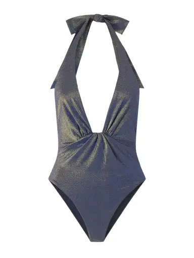 Zimmermann Aster Twisted Metallic Halterneck Swimsuit | Thumbnail 1 Zimmermann Aster Twisted Metallic Halterneck Swimsuit | Thumbnail 1