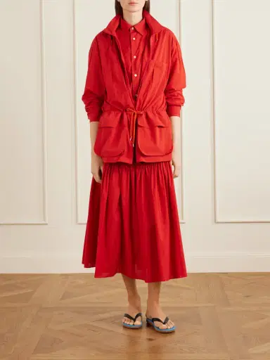 Auralee Pleated Cotton-poplin Midi Skirt | Thumbnail 2