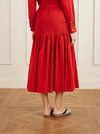 Auralee Pleated Cotton-poplin Midi Skirt | Thumbnail 4