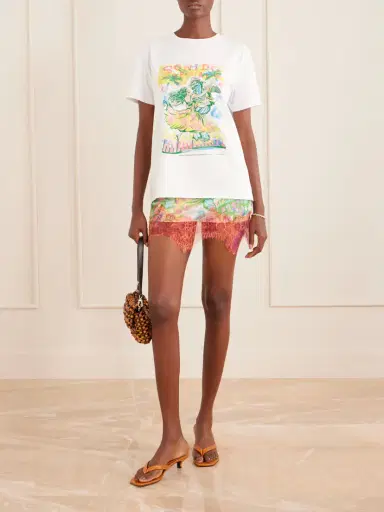 Donde Esteban Sonido Bestial Lace-trimmed Printed Satin Mini Skirt | Thumbnail 2