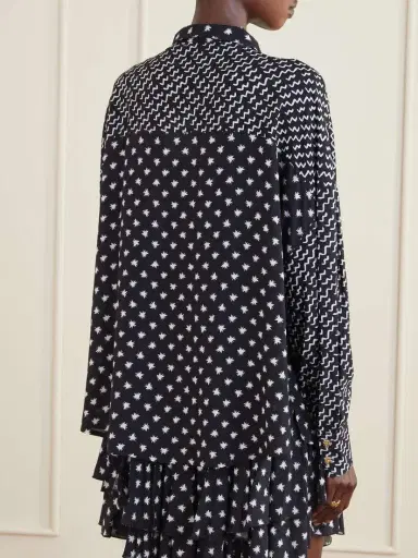 Donde Esteban Estrellitas Y Olas Printed Satin Shirt | Thumbnail 4