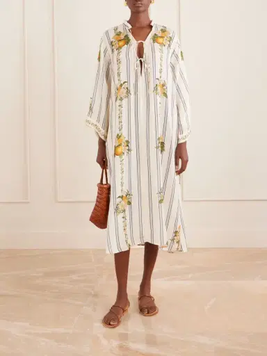 Agua by Agua Bendita Datil Striped Floral-print Gauze Coverup | Thumbnail 2 Agua by Agua Bendita Datil Striped Floral-print Gauze Coverup | Thumbnail 2