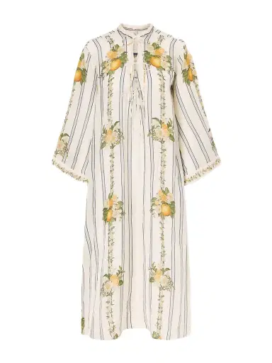 Agua by Agua Bendita Datil Striped Floral-print Gauze Coverup | Thumbnail 1 Agua by Agua Bendita Datil Striped Floral-print Gauze Coverup | Thumbnail 1