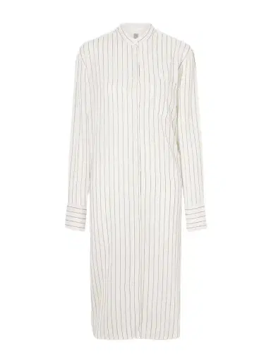 TOTEME Striped Voile Midi Dress | Thumbnail 1 TOTEME Striped Voile Midi Dress | Thumbnail 1