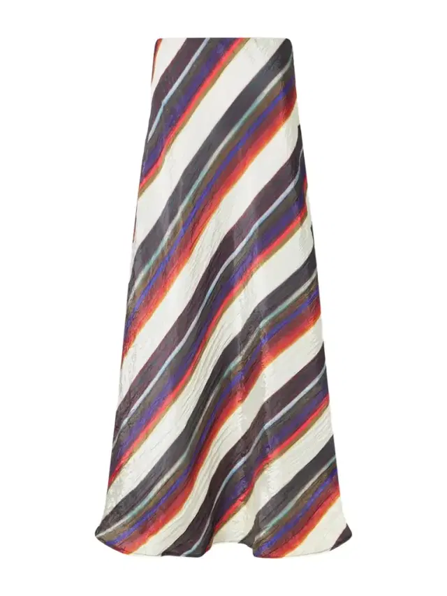 Christopher John Rogers Morris Striped Crinkle-satin Maxi Skirt