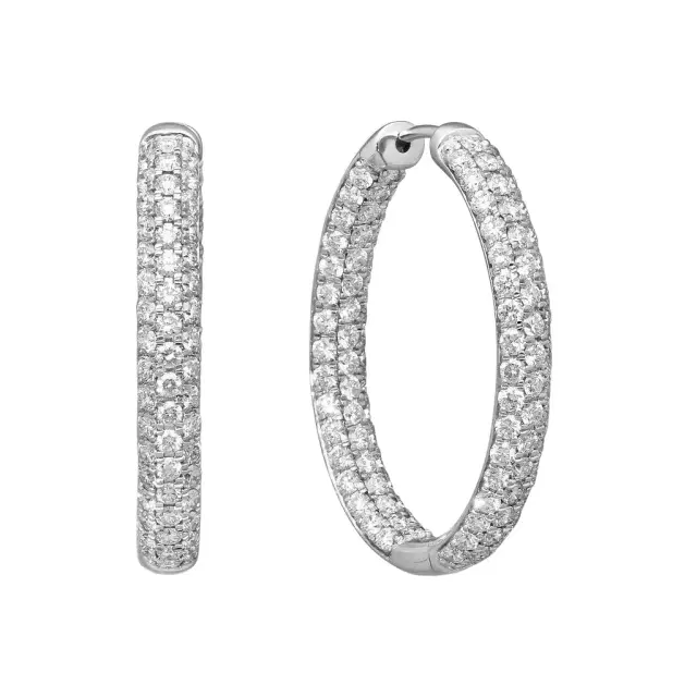 Ina Mar Ina Mar 14K White Gold 5.00 ctw Round Diamond Inside-Out Oval Hoop Earrings by The Solist