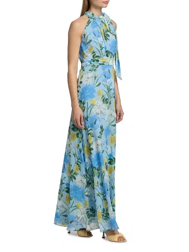 SACHIN & BABI Women's Diana Floral Chiffon Maxi Dress - Sunshine And Sea Serenade - Size 8 | Thumbnail 2