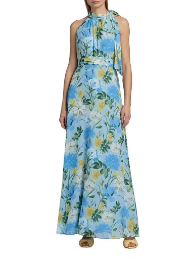 SACHIN & BABI Women's Diana Floral Chiffon Maxi Dress - Sunshine And Sea Serenade - Size 8 | Thumbnail 3