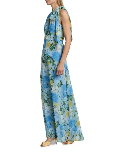 SACHIN & BABI Women's Diana Floral Chiffon Maxi Dress - Sunshine And Sea Serenade - Size 8 | Thumbnail 4