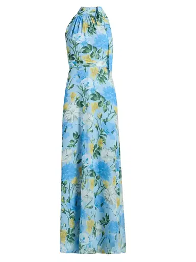 SACHIN & BABI Women's Diana Floral Chiffon Maxi Dress - Sunshine And Sea Serenade - Size 8 | Thumbnail 1