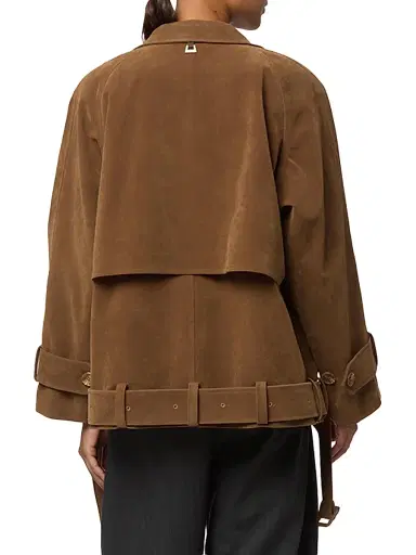 Apparis Women's Gaia Faux Suede Short Trench Coat - Saddle Brown - Size Large | Thumbnail 5 Apparis Women's Gaia Faux Suede Short Trench Coat - Saddle Brown - Size Large | Thumbnail 5