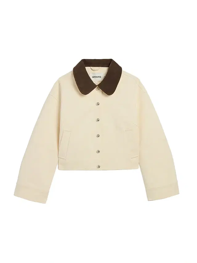 Apparis Women's Ella Canvas Cropped Jacket - Off White And Dark Brown