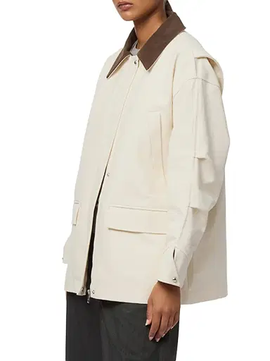 Apparis Women's Clive Canvas Workwear Jacket - Off White And Dark Brown - Size XL | Thumbnail 4 Apparis Women's Clive Canvas Workwear Jacket - Off White And Dark Brown - Size XL | Thumbnail 4