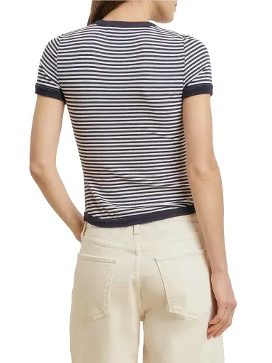 Favorite Daughter Women's The Foundation Striped T-Shirt - Navy White Stripe - Size XL | Thumbnail 6