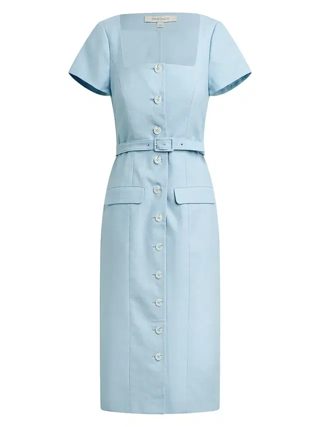 Favorite Daughter Women's The Mademoiselle Belted Cotton Midi-Dress - Sea Blue