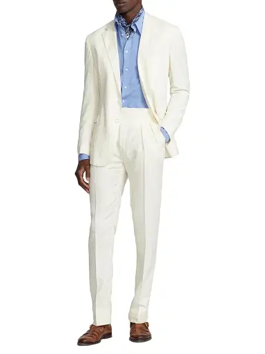 Ralph Lauren Purple Label Men's Hadley Hand-Tailored Silk-Linen Jacket - Classic Cream - Size 54 | Thumbnail 2