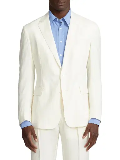 Ralph Lauren Purple Label Men's Hadley Hand-Tailored Silk-Linen Jacket - Classic Cream - Size 54 | Thumbnail 3