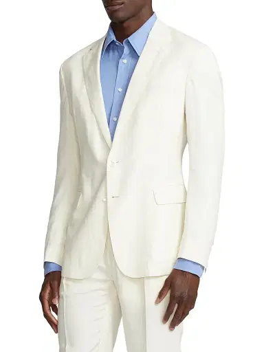 Ralph Lauren Purple Label Men's Hadley Hand-Tailored Silk-Linen Jacket - Classic Cream - Size 54 | Thumbnail 4