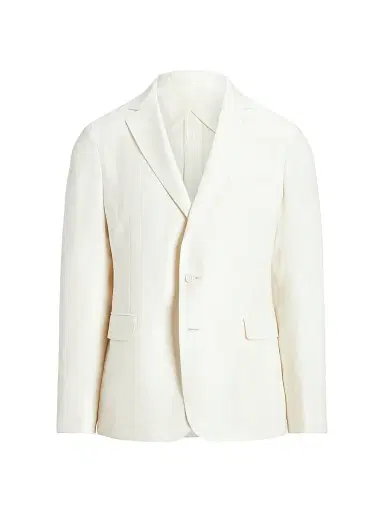 Ralph Lauren Purple Label Men's Hadley Hand-Tailored Silk-Linen Jacket - Classic Cream - Size 54 | Thumbnail 1