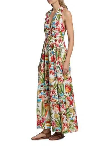 Farm Rio Women's Cocktail-Print Halterneck Maxi Dress - Off White - Size XL | Thumbnail 4 Farm Rio Women's Cocktail-Print Halterneck Maxi Dress - Off White - Size XL | Thumbnail 4