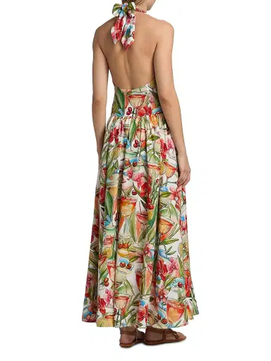 Farm Rio Women's Cocktail-Print Halterneck Maxi Dress - Off White - Size XL | Thumbnail 5 Farm Rio Women's Cocktail-Print Halterneck Maxi Dress - Off White - Size XL | Thumbnail 5