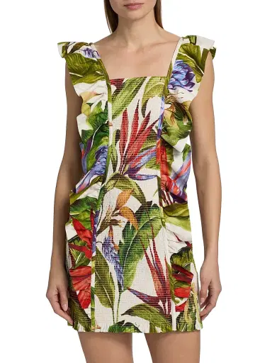 Farm Rio Women's Florart Sand Linen Minidress - Sand - Size XL | Thumbnail 3 Farm Rio Women's Florart Sand Linen Minidress - Sand - Size XL | Thumbnail 3