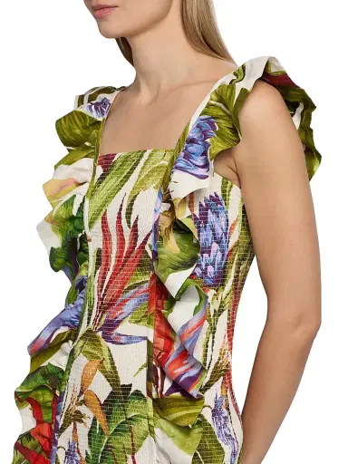 Farm Rio Women's Florart Sand Linen Minidress - Sand - Size XL | Thumbnail 6 Farm Rio Women's Florart Sand Linen Minidress - Sand - Size XL | Thumbnail 6
