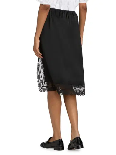 Marc Jacobs Women's Lace-Trimmed Satin Slip Midi-Skirt - Black - Size XS | Thumbnail 5 Marc Jacobs Women's Lace-Trimmed Satin Slip Midi-Skirt - Black - Size XS | Thumbnail 5