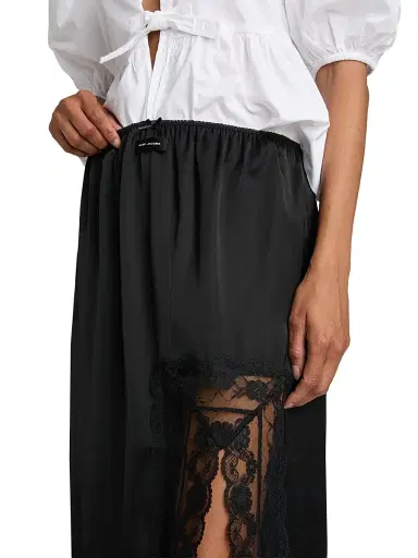 Marc Jacobs Women's Lace-Trimmed Satin Slip Midi-Skirt - Black - Size XS | Thumbnail 6 Marc Jacobs Women's Lace-Trimmed Satin Slip Midi-Skirt - Black - Size XS | Thumbnail 6