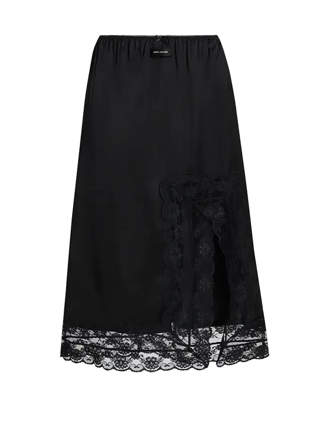 Marc Jacobs Women's Lace-Trimmed Satin Slip Midi-Skirt - Black