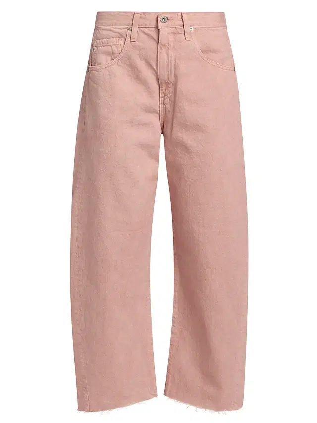 AG Jeans Women's Hattie Raw-Cut Crop Barrel Jeans - Sulfur Sparkling Rose