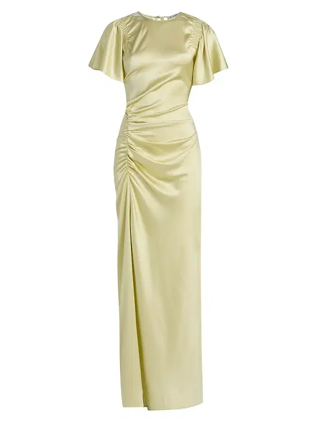 Veronica Beard Women's Huntleigh Ruched Satin Maxi Dress - Pistachio