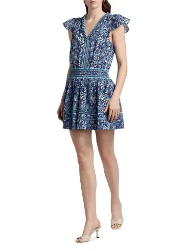 Ramy Brook Women's Tahlia Printed Cotton Minidress - Navy Floral - Size XXL | Thumbnail 2