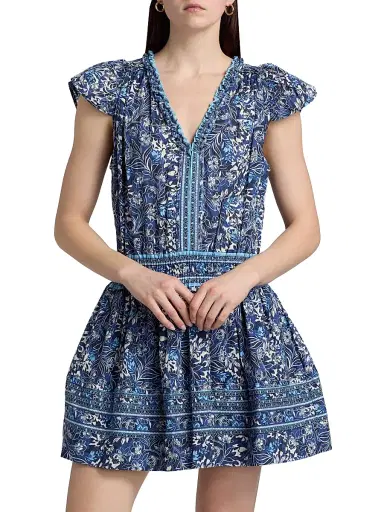 Ramy Brook Women's Tahlia Printed Cotton Minidress - Navy Floral - Size XXL | Thumbnail 3