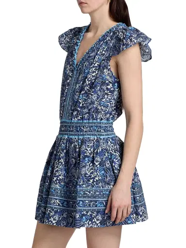 Ramy Brook Women's Tahlia Printed Cotton Minidress - Navy Floral - Size XXL | Thumbnail 4
