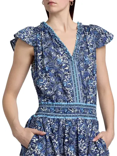 Ramy Brook Women's Tahlia Printed Cotton Minidress - Navy Floral - Size XXL | Thumbnail 6