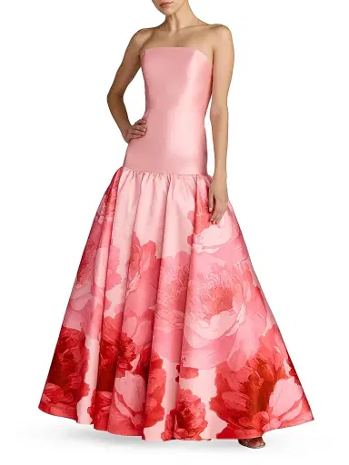 Mac Duggal Women's Floral Mikado Strapless Gown - Blush Multi - Size 14 | Thumbnail 1 Mac Duggal Women's Floral Mikado Strapless Gown - Blush Multi - Size 14 | Thumbnail 1