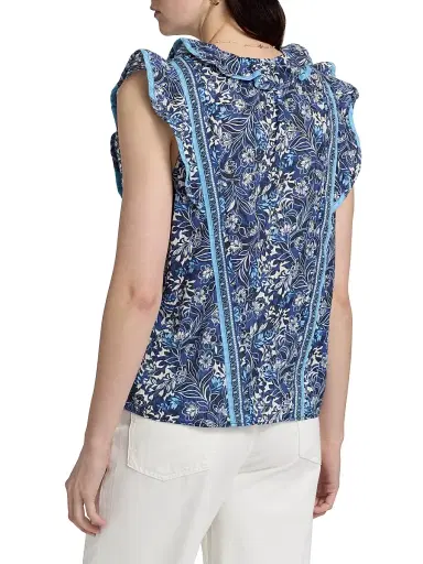 Ramy Brook Women's Samson Printed Cotton Top - Navy Floral - Size Medium | Thumbnail 5 Ramy Brook Women's Samson Printed Cotton Top - Navy Floral - Size Medium | Thumbnail 5