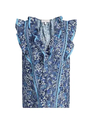 Ramy Brook Women's Samson Printed Cotton Top - Navy Floral - Size Medium | Thumbnail 1 Ramy Brook Women's Samson Printed Cotton Top - Navy Floral - Size Medium | Thumbnail 1