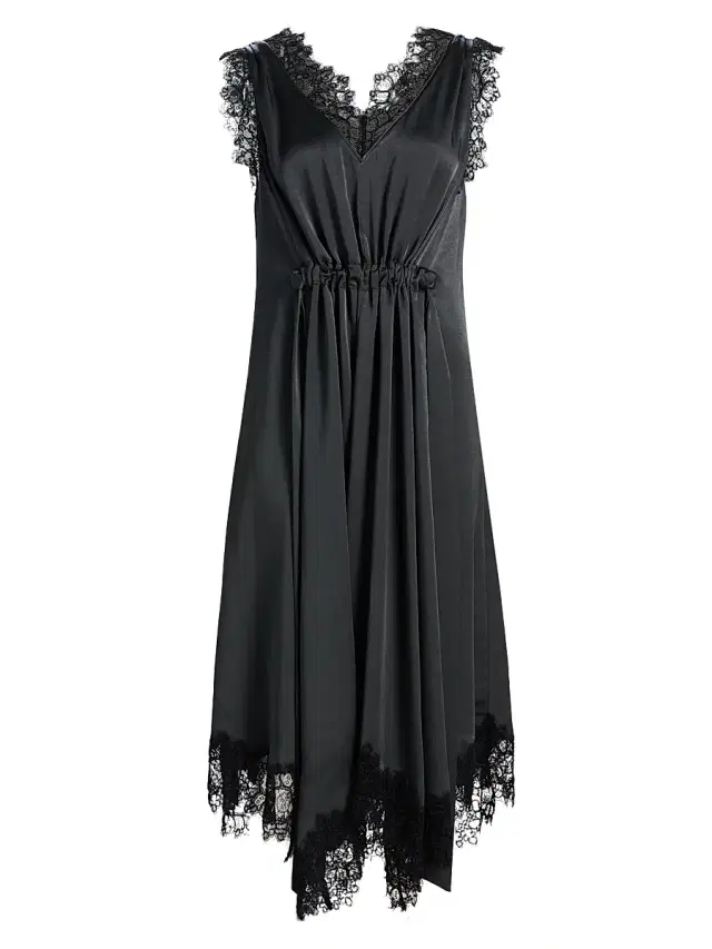 3.1 Phillip Lim Women's Lace-Trimmed V-Neck Midi-Dress - Slate