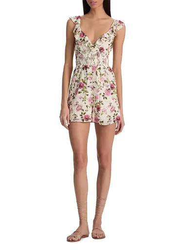 Alice + Olivia Women's Gemma Embroidered Floral Romper - Garden Gossip Offwhite - Size 14 | Thumbnail 2 Alice + Olivia Women's Gemma Embroidered Floral Romper - Garden Gossip Offwhite - Size 14 | Thumbnail 2