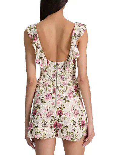 Alice + Olivia Women's Gemma Embroidered Floral Romper - Garden Gossip Offwhite - Size 14 | Thumbnail 5 Alice + Olivia Women's Gemma Embroidered Floral Romper - Garden Gossip Offwhite - Size 14 | Thumbnail 5