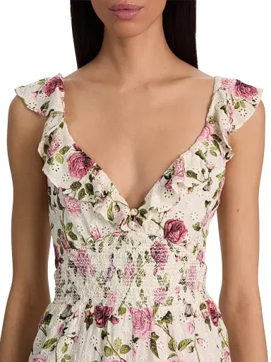 Alice + Olivia Women's Gemma Embroidered Floral Romper - Garden Gossip Offwhite - Size 14 | Thumbnail 6 Alice + Olivia Women's Gemma Embroidered Floral Romper - Garden Gossip Offwhite - Size 14 | Thumbnail 6