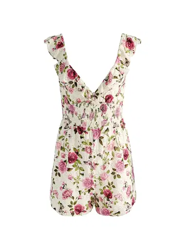 Alice + Olivia Women's Gemma Embroidered Floral Romper - Garden Gossip Offwhite - Size 14 | Thumbnail 1 Alice + Olivia Women's Gemma Embroidered Floral Romper - Garden Gossip Offwhite - Size 14 | Thumbnail 1