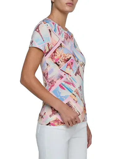L'Agence Women's Ressi Postcard Crewneck T-Shirt - Light Pink Postcard Print - Size Small | Thumbnail 4 L'Agence Women's Ressi Postcard Crewneck T-Shirt - Light Pink Postcard Print - Size Small | Thumbnail 4