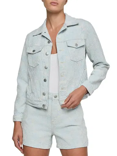 L'AGENCE Women's Maven Slim Denim Jacket - Cloud Damask | Thumbnail 3 L'AGENCE Women's Maven Slim Denim Jacket - Cloud Damask | Thumbnail 3