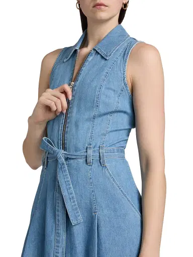 L'AGENCE Women's Kieran Denim Belted Shirtdress - Oracle | Thumbnail 6 L'AGENCE Women's Kieran Denim Belted Shirtdress - Oracle | Thumbnail 6