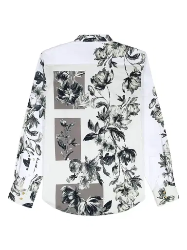 Robert Graham Men's Le Striped Floral Cotton Shirt - White - Size XL | Thumbnail 3